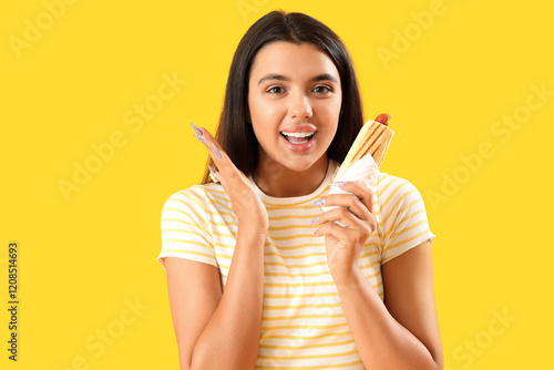 Happy young woman with tast...