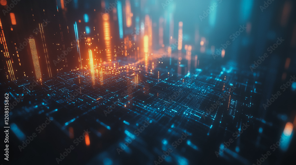 Obraz premium Smart digital Innovation city with connection network reciprocity over the cityscape. of future smart wireless digital city and social media networking systems that connects people with in city