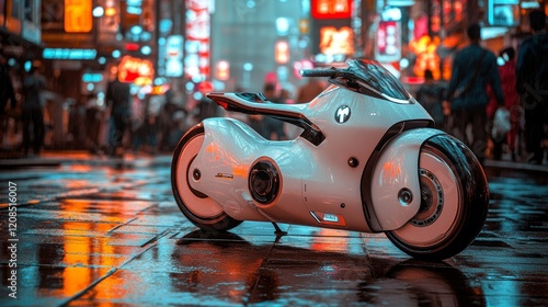 Cyberpunk Motorcycle in City photo