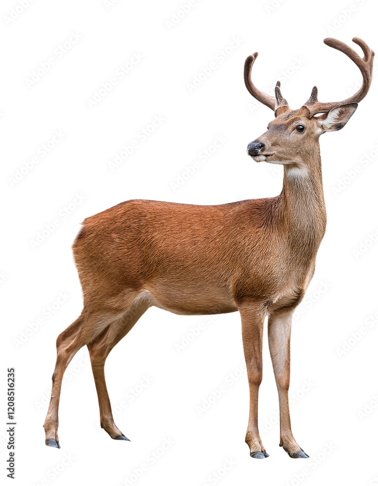 Fototapeta premium Deer full body, isolated on white background