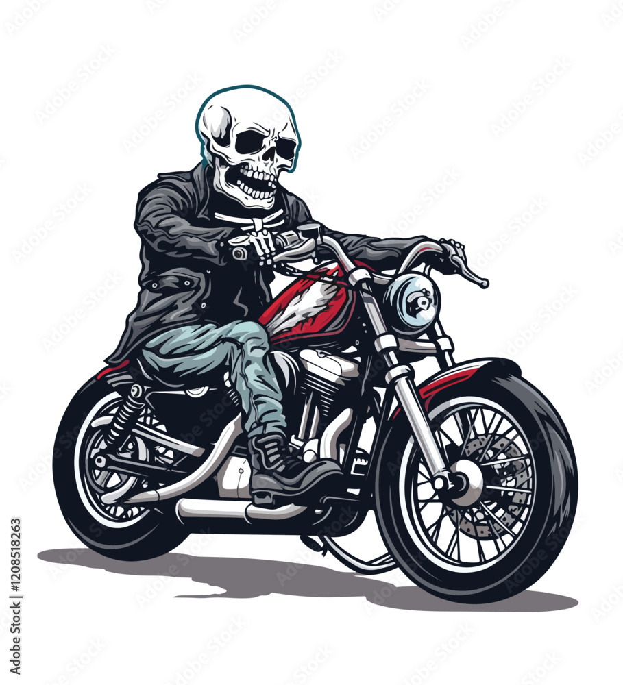 Skeleton is Riding a Classic Motorcycle isolated white background
Skeleton is Riding a Classic Motorcycle isolated white background