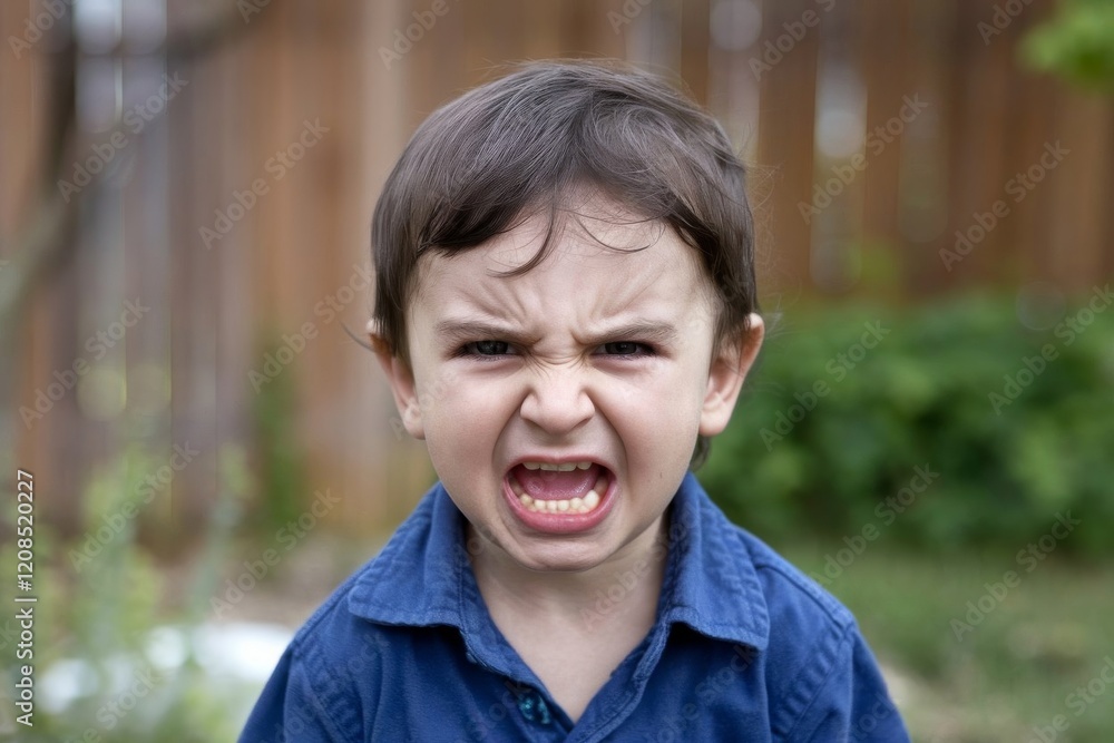 A photo of an angry little boy with his teeth clenched and eyes wide open. A photo of an angry little boy with his teeth clenched and eyes wide open.