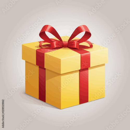 Gift box with realistic yellow red ribbon. Graphic elements, posters and banners for websites. Lottery, Discounts and promotions, special offers during the holiday season.vector illustration.