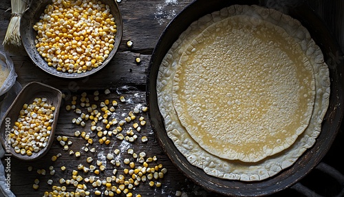 Fresh corn kernels transformed into soft, authentic tortillas through nixtamalization.