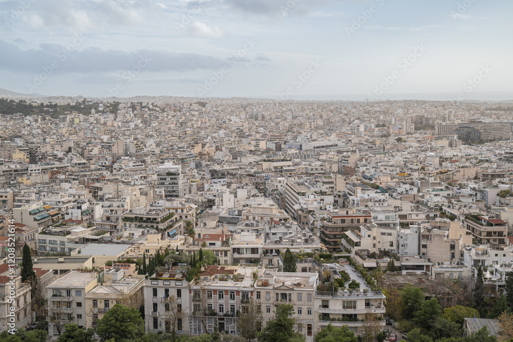 Landscape view of the historical city of Athens from the Parthenon in Greece. Landscape view of the historical city of Athens from the Parthenon in Greece.