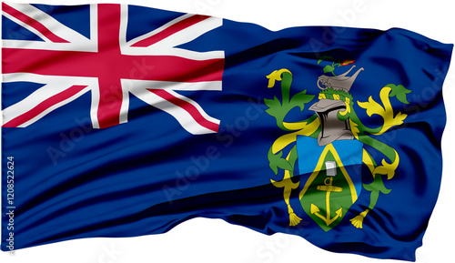 waving flag of Pitcairn Island national symbol photo