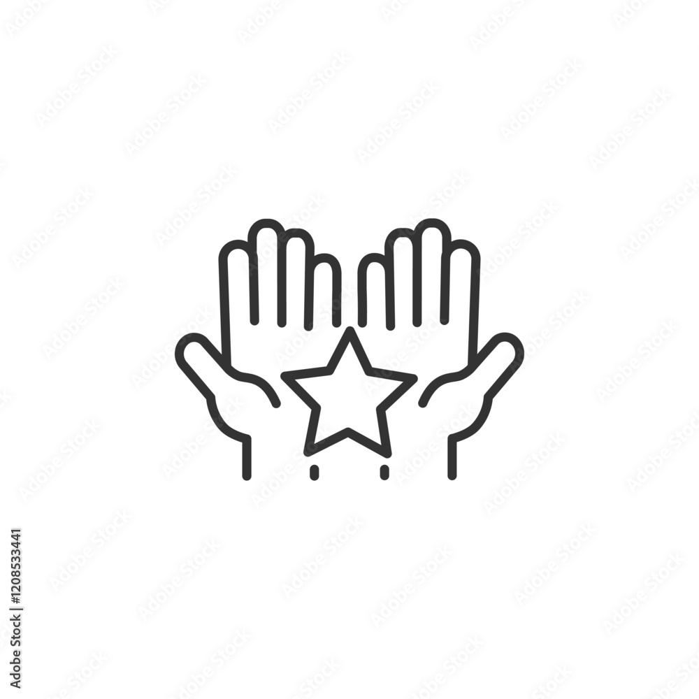 Hands holding star icon - symbol of achievement and support Hands holding star icon - symbol of achievement and support