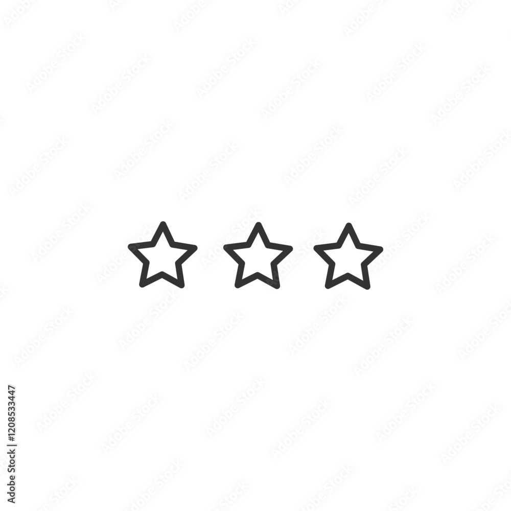 Minimalist black and white three stars icon illustration for rating and review concepts Minimalist black and white three stars icon illustration for rating and review concepts
