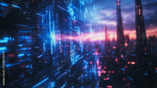 Wallpaper Mural Smart digital Innovation city with connection network reciprocity over the cityscape. of future smart wireless digital city and social media networking systems that connects people with in city Torontodigital.ca