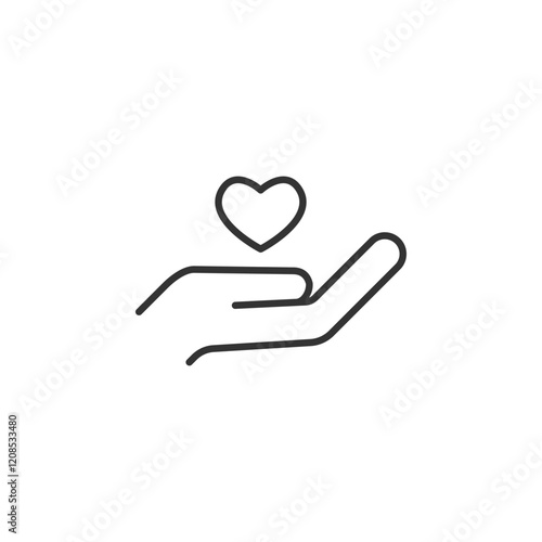 Minimalist hand holding heart icon symbolizing care and support