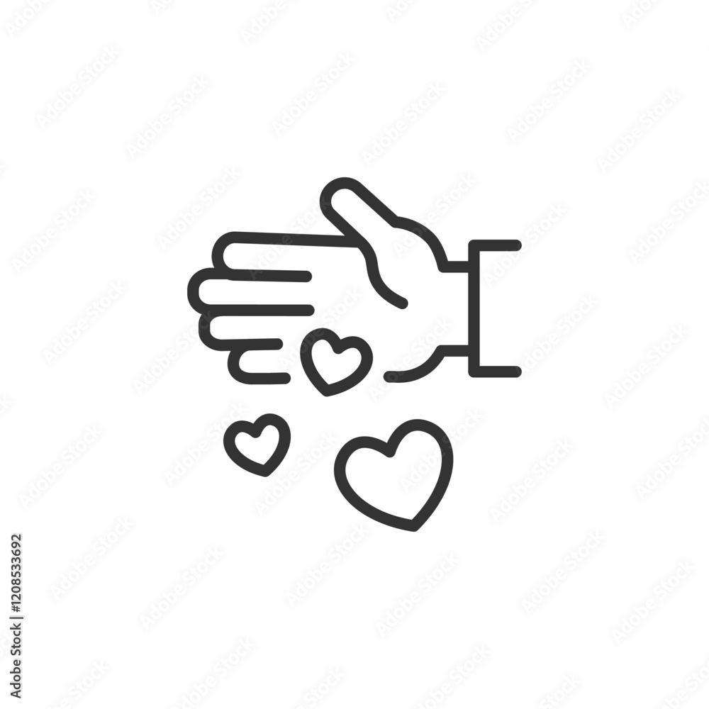 Heart icon with hand gesture symbolizing love and care Heart icon with hand gesture symbolizing love and care