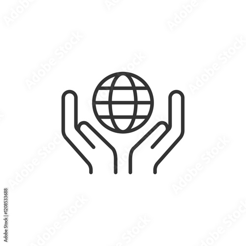 Global support icon: hands cradling earth for unity and care