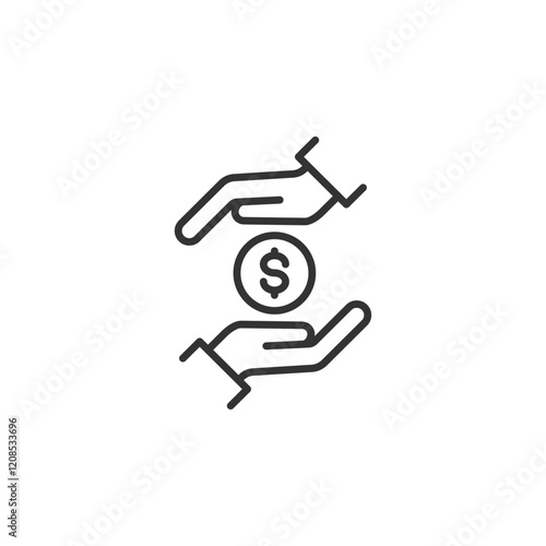 Financial exchange icon: hands holding dollar symbol for investment concepts