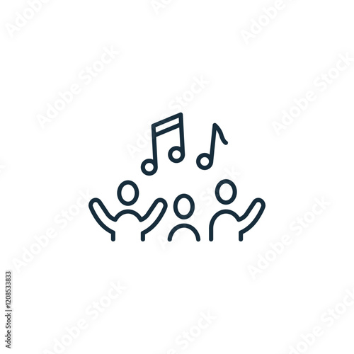 Minimalist music icon with people and musical notes in harmony