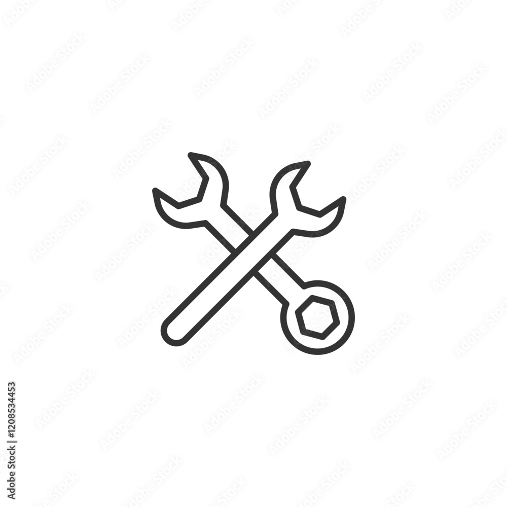 Minimalist wrench and screwdriver icon for tools and repair concepts Minimalist wrench and screwdriver icon for tools and repair concepts