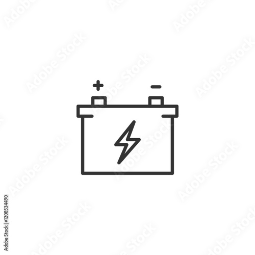 Minimalist car battery icon with lightning symbol