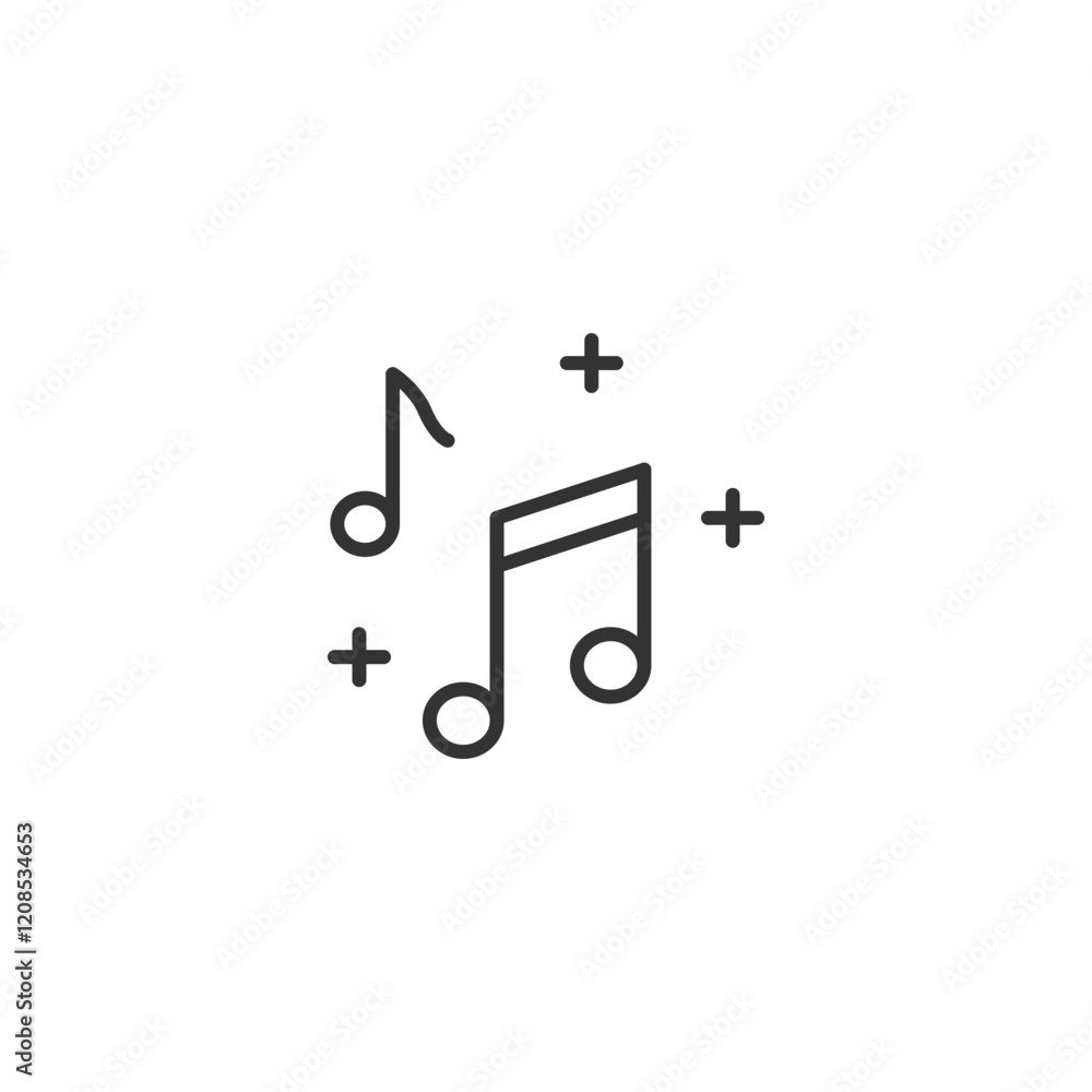 Minimalist music icon: creative black and white note design with stars Minimalist music icon: creative black and white note design with stars
