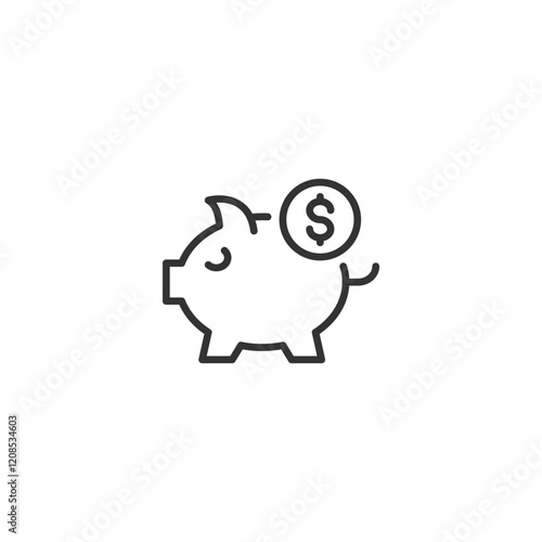 Minimalistic piggy bank icon with dollar sign for savings and finance