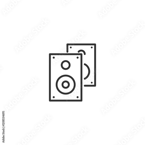 Minimalist black speaker icon design on white background