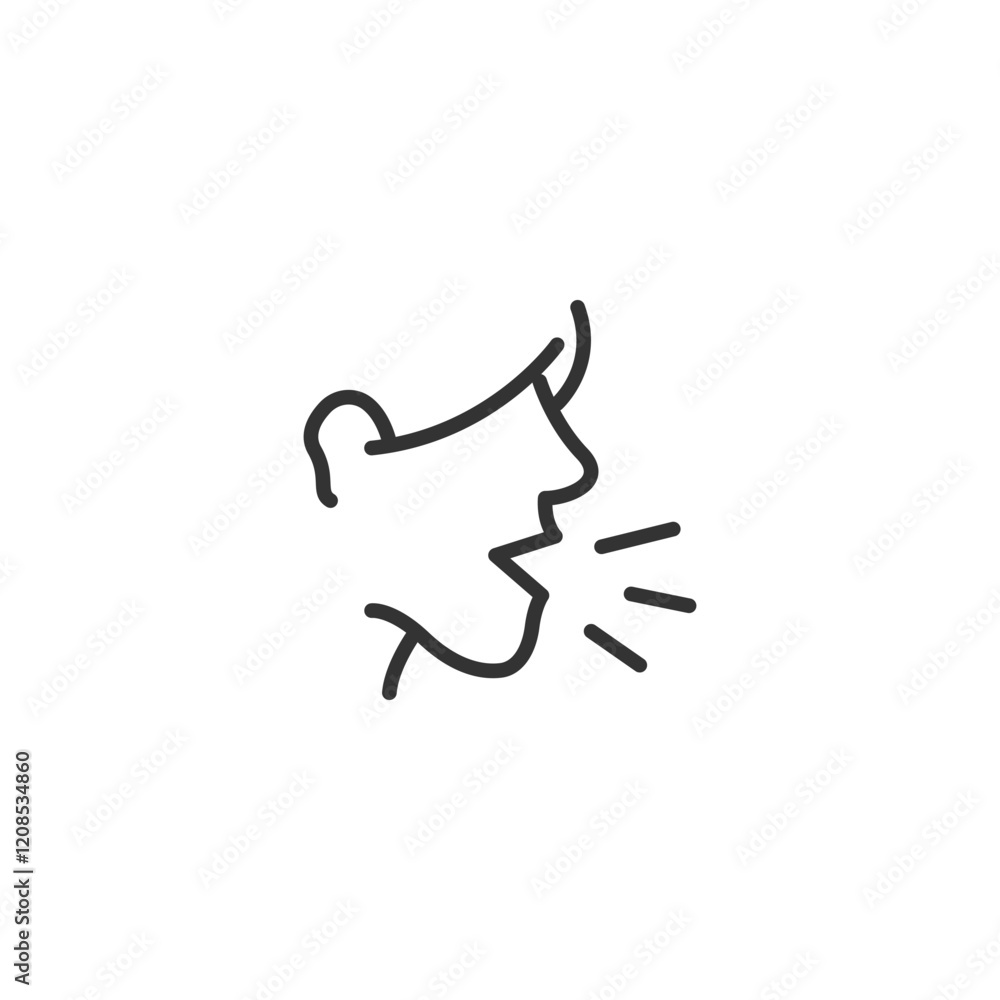 Fototapeta premium Simple line drawing of a sneezing person wearing a mask