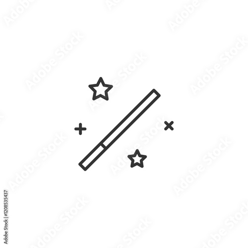 Magic wand icon with stars and sparkles on white background