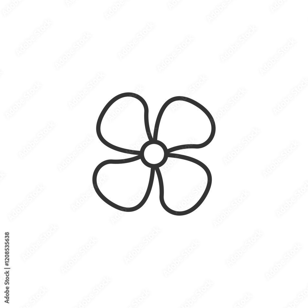 Simple black and white flower icon on white background Simple black and white flower icon on white background