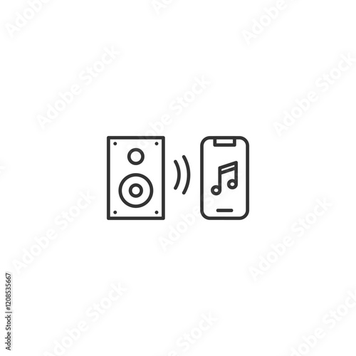 Free Download Minimalist music streaming concept with smartphone and speaker icon - GFXLoad