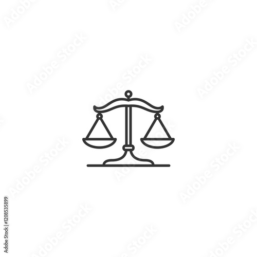 Minimalist balance scale icon representing justice and equality