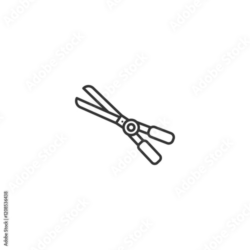 Minimalist icon of garden shears for landscaping and gardening design