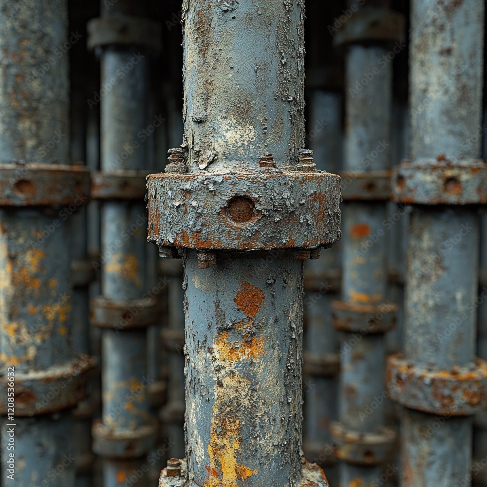 Rusty metal pipes, weathered, connected. Rusty metal pipes, weathered, connected.