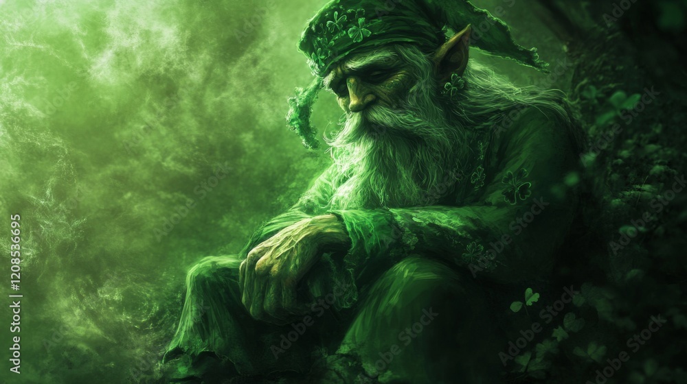 Fototapeta premium Pensive Elder in an Enchanted Green Forest