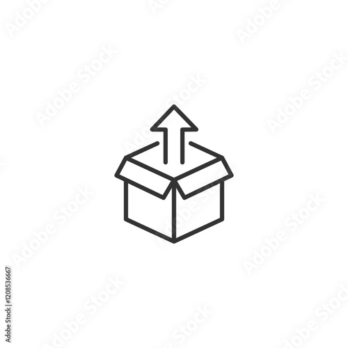 Open box with upward arrow: symbol of innovation and potential growth