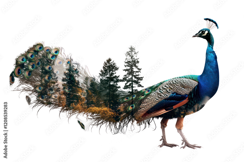 Fototapeta premium PNG Peacock forest nature blend
