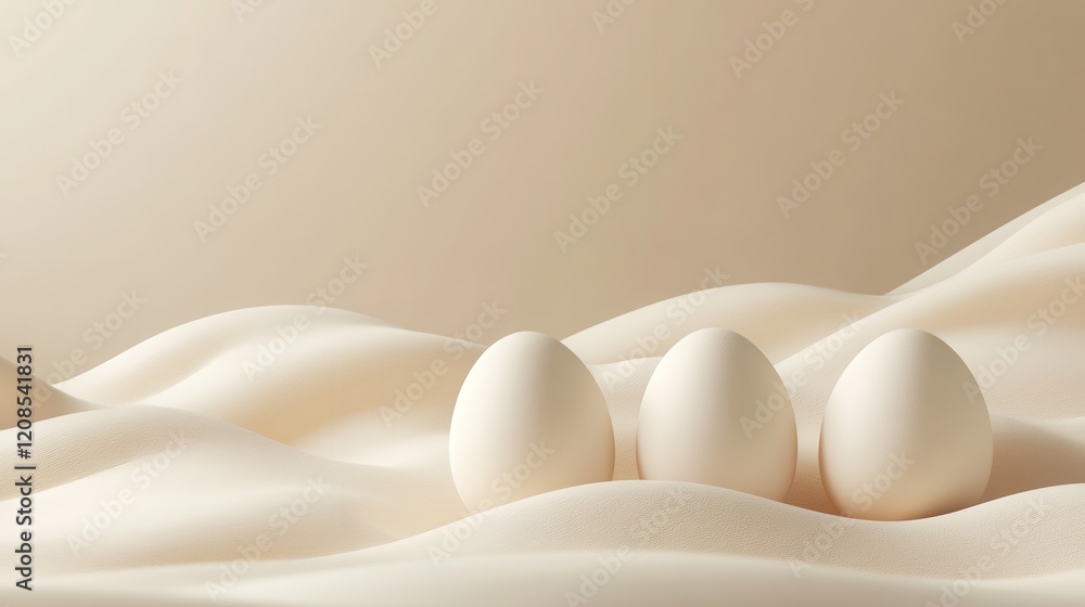 Elegant easter card design with cream-colored eggs for holiday greetings Elegant easter card design with cream-colored eggs for holiday greetings