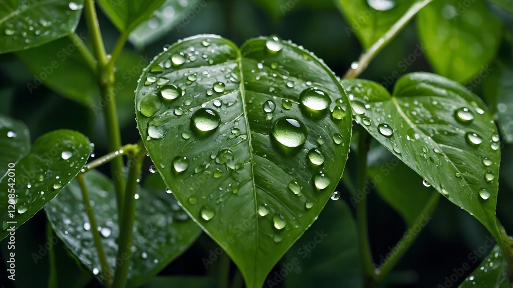 water drops on green leaf water drops on green leaf