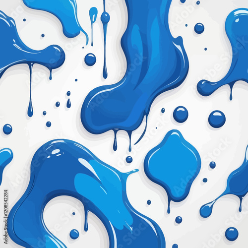 Seamless blue dripping liquid, moving liquid, splashing liquid, vector and illustration.