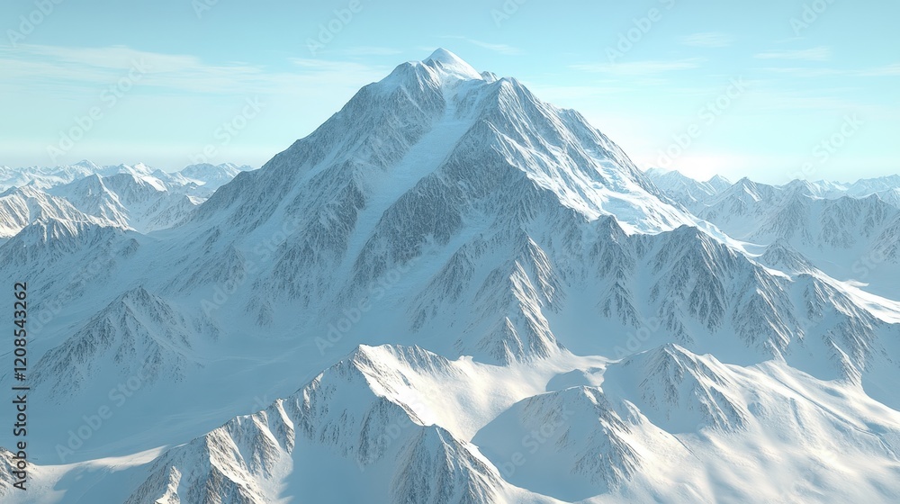 Majestic snow-capped mountain range under clear blue sky Majestic snow-capped mountain range under clear blue sky