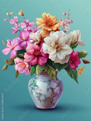 Floral arrangement for happy retirement celebration card design