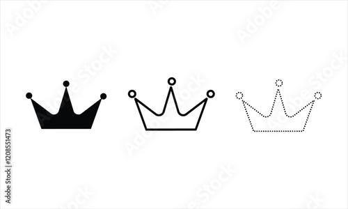 Simple black crown icon with three points on a transparent background, perfect for royalty or leadership concepts in design projects