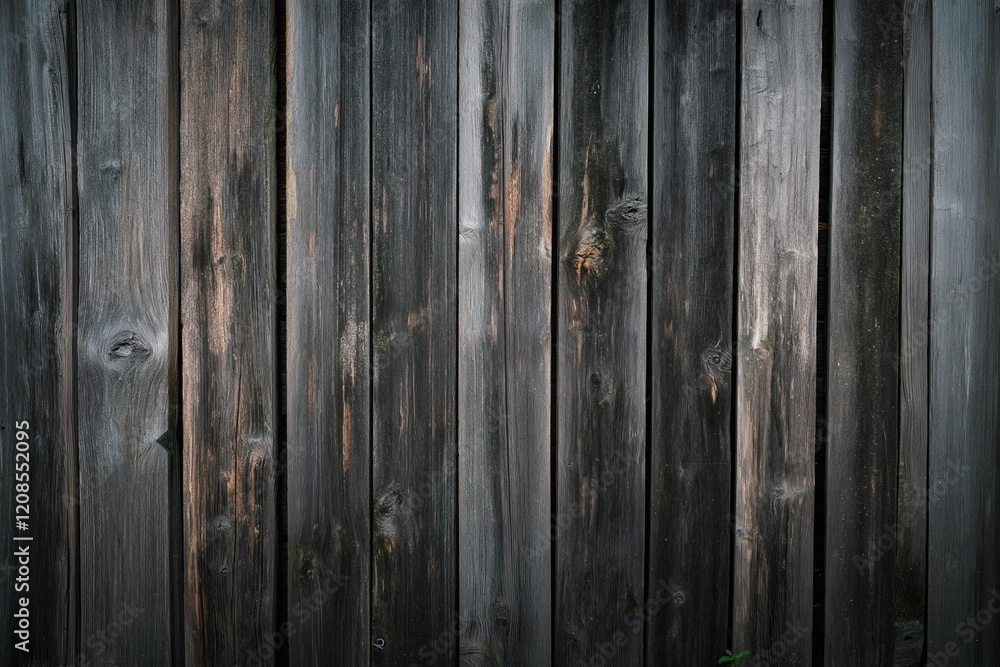 Fototapeta premium Overhead View of Dark Wooden Planks with Grain and Knots Texture for background