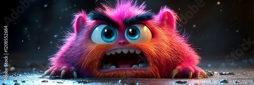 Quirky Furry Monster in Colorful Cartoon Style