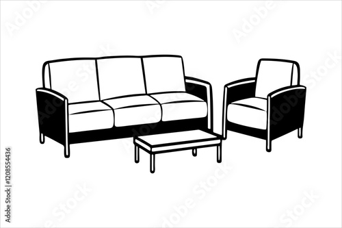 Sofa silhouettes set, couch pack of vector silhouette design, isolated background.