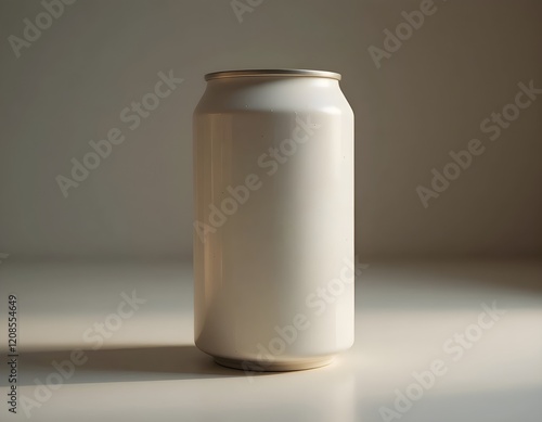 White Can with Light Green Tab Holding Coffee Drink photo