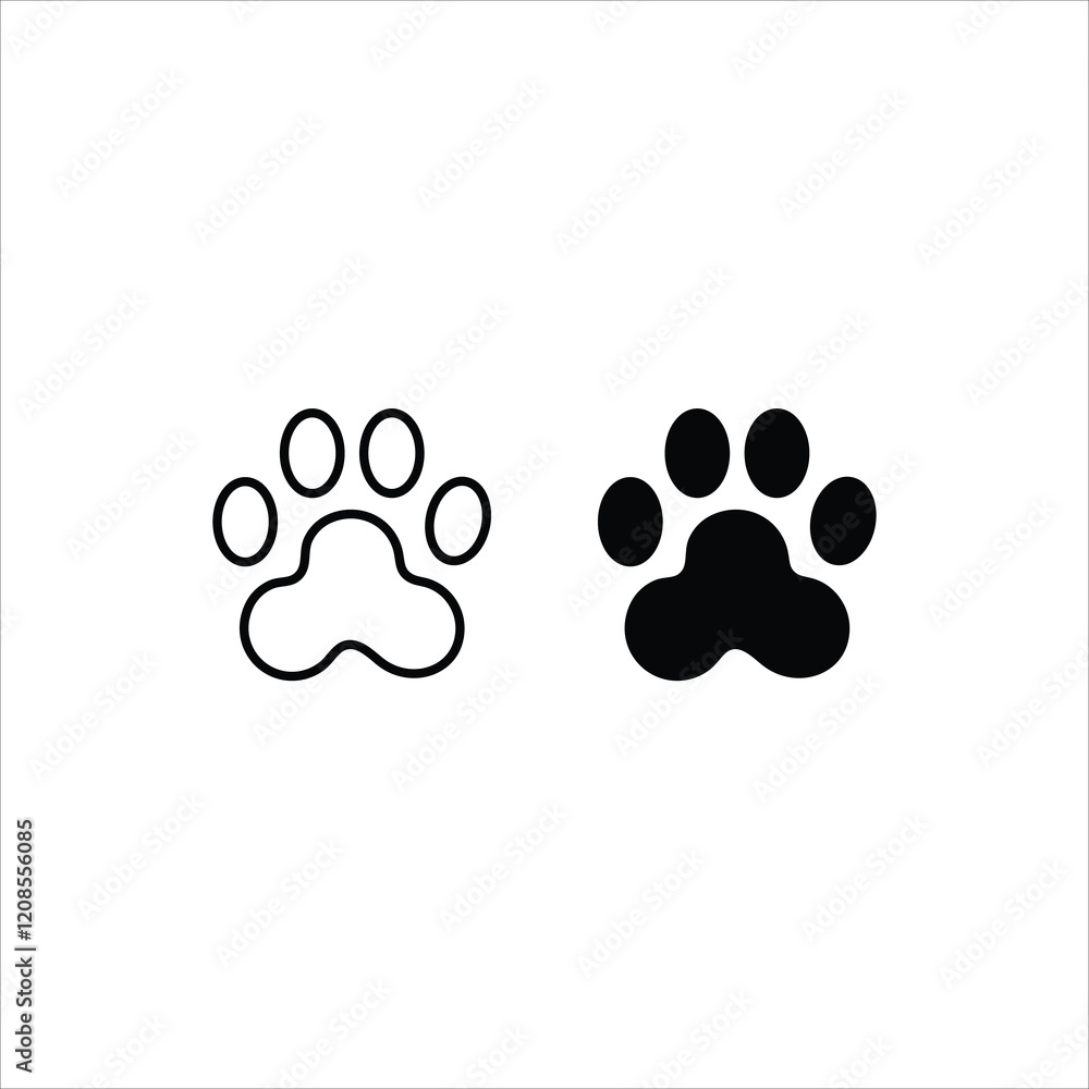 Obraz premium Pet paw editable stroke outline icon isolated on white background flat vector illustration