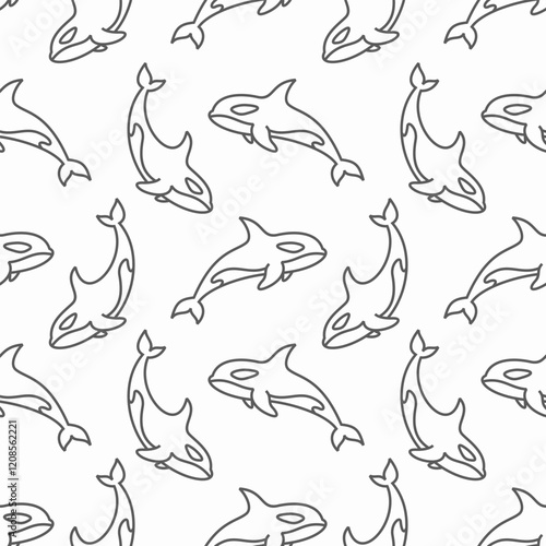 Orca seamless pattern. Vector background with orca.