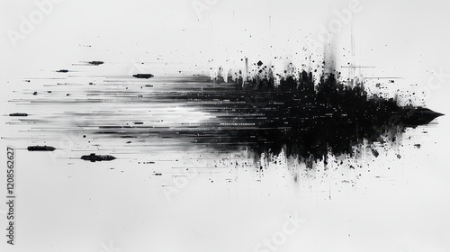 Obraz na płótnie Abstract black ink splatter on white background, dynamic motion blur effect. w salonie