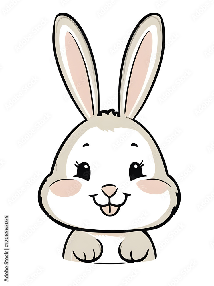 Fototapeta premium watercolor style rabbit vector sticker, PNG, cute poster, PNG bundle, clipart, isolated background