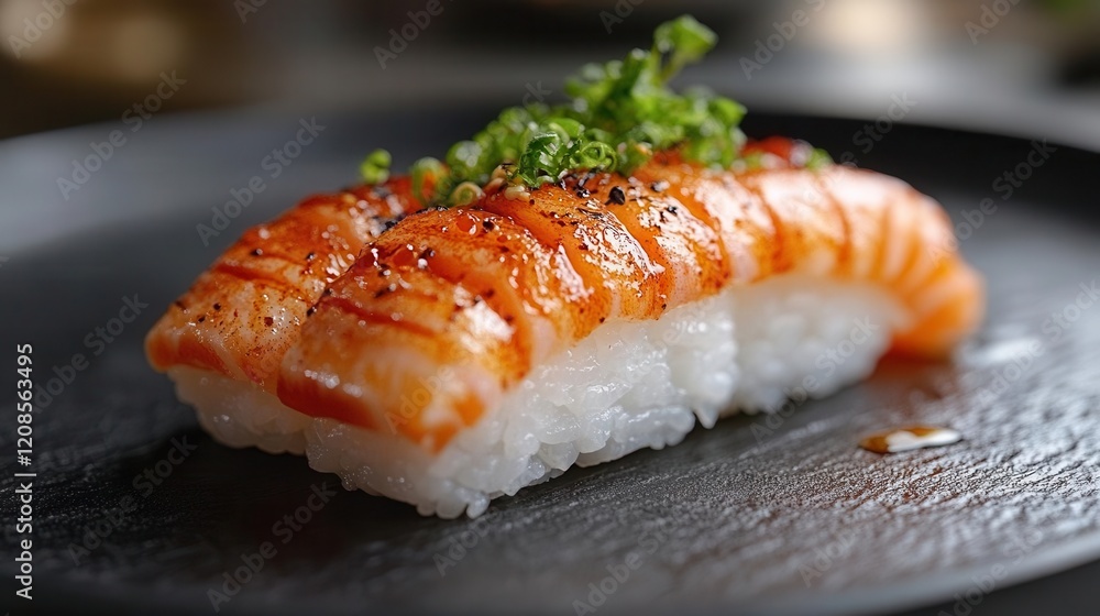 luxurious omakase sushi experience chefs selection artfully presented on black stone dramatic spotlighting zen minimalism luxurious omakase sushi experience chefs selection artfully presented on black stone dramatic spotlighting zen minimalism
