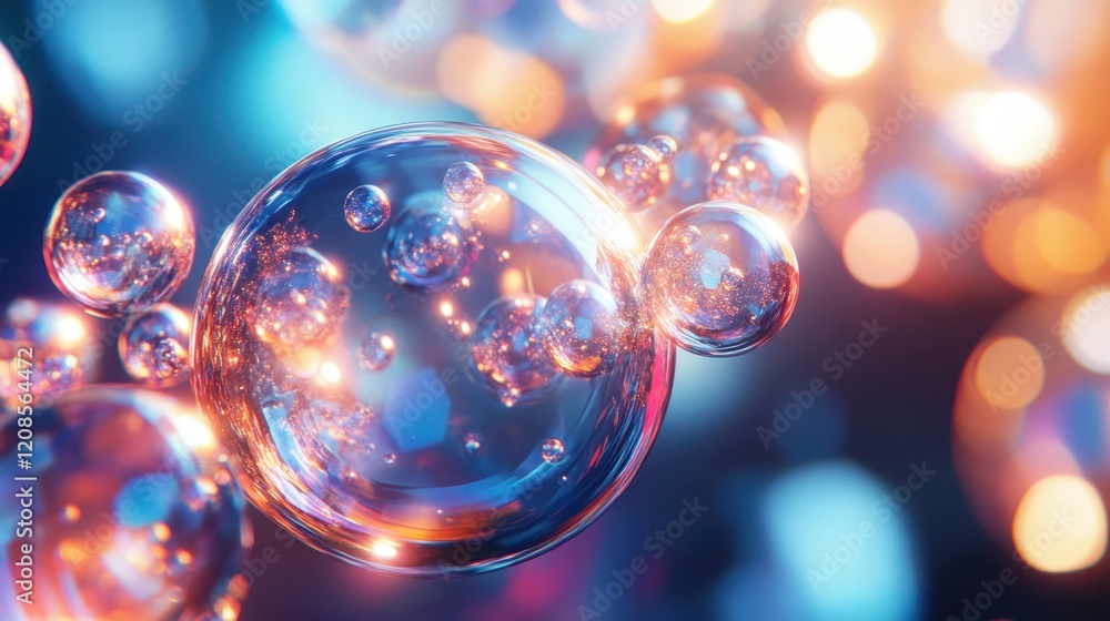Colorful glowing bubbles with bokeh effect in vibrant abstract background Colorful glowing bubbles with bokeh effect in vibrant abstract background