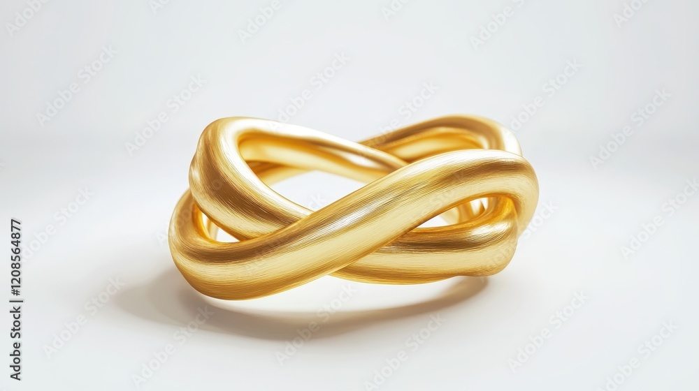 Naklejka premium Elegant gold knot sculpture with intricate twisting design on white background